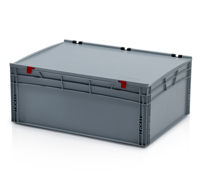 Eurobehälter mit Deckel 80x60x33,5 – 1 Koffergriff an der kurzen Seite