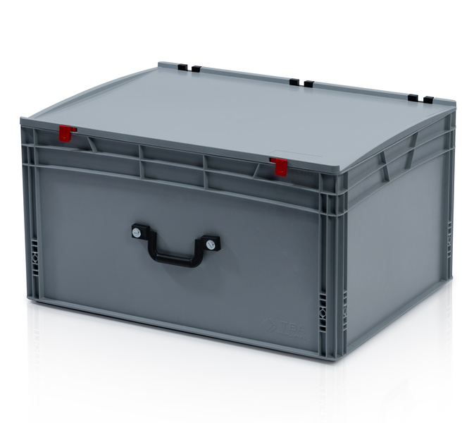 Eurobehälter mit Deckel 80x60x43,5 – 1 Koffergriff an der langen Seite