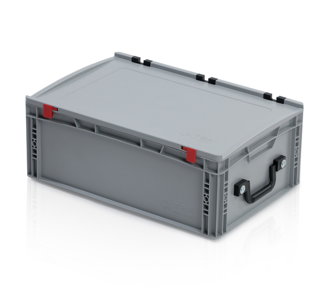 Eurobehälter mit Deckel 60x40x23,5 – 2 Koffergriffe an der kurzen Seite