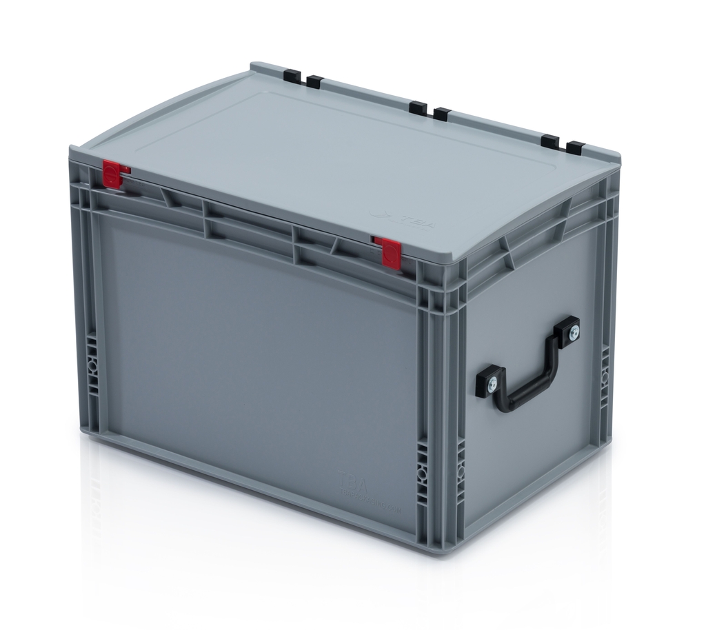 Eurobehälter mit Deckel 80x60x41,5 – 1 Koffergriff an der kurzen Seite