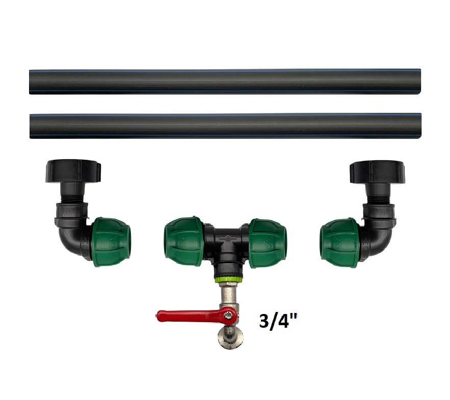 Anschluss an 2 IBCs mit 3/4"-Gartenstutzen